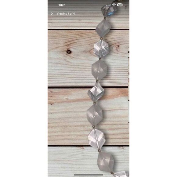 Vintage 70’s Ice Block Necklace Clear Frosted Art Deco Retro Heritage Office - Picture 6 of 6